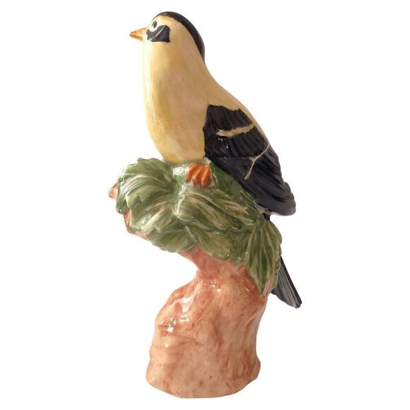 Vintage Goldfinch Bird Figurine Porcelain Handpainted Large 9" Signed By Artist. - Picture 8 of 16